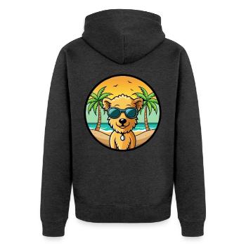 Pumi Hunderasse Cartoon Sonnenbrille Strand - Unisex Premium Bio Zip Hoodie - Anthrazit meliert - Hinten - Nico (187cm)