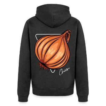 Trendy Onion Cool Gemüse Zwiebeln - Unisex Premium Bio Zip Hoodie - Anthrazit meliert - Hinten - Nico (187cm)