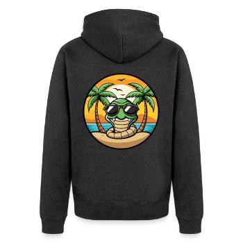 Schlange Lustige Cartoon Sommer Strand Sonnenbrille Cool - Unisex Premium Bio Zip Hoodie - Anthrazit meliert - Hinten - Nico (187cm)