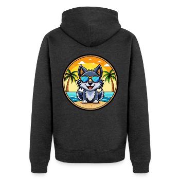 Schipperke Hunderasse Cartoon Sonnenbrille Strand - Unisex Premium Bio Zip Hoodie - Anthrazit meliert - Hinten - Nico (187cm)