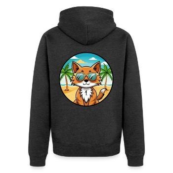 Somali Katzenrasse Cartoon Kawaii Sonnenbrille Strand - Unisex Premium Bio Zip Hoodie - Anthrazit meliert - Hinten - Nico (187cm)