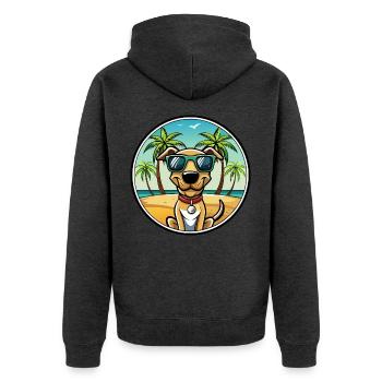 Plott Hound Hund Rasse Cartoon Sonnenbrille Strand - Unisex Premium Bio Zip Hoodie - Anthrazit meliert - Hinten - Nico (187cm)