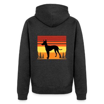 Cirneco Dell Etna Hund Liebe Silhouette Retro Sonnenuntergang - Unisex Premium Bio Zip Hoodie - Anthrazit meliert - Hinten - Nico (187cm)