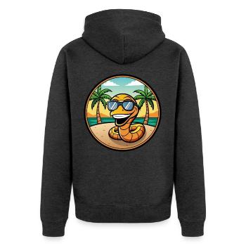 Schlange Lustige Cartoon Sommer Strand Sonnenbrille Cool - Unisex Premium Bio Zip Hoodie - Anthrazit meliert - Hinten - Nico (187cm)