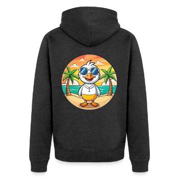 Gans Lustige Cartoon Sommer Strand Sonnenbrille - Unisex Premium Bio Zip Hoodie - Anthrazit meliert - Hinten - Nico (187cm)