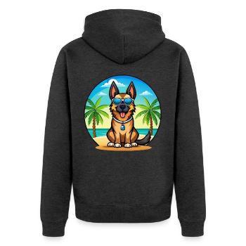 Deutsche Schafpudel Hunderasse Cartoon Sonnenbrille - Unisex Premium Bio Zip Hoodie - Anthrazit meliert - Hinten - Nico (187cm)