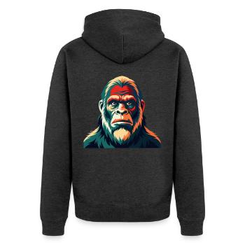Big Foot Cartoon Figur Buntes Haustier Tier - Unisex Premium Bio Zip Hoodie - Anthrazit meliert - Hinten - Nico (187cm)