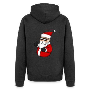 Cool Santa - Unisex Premium Bio Zip Hoodie - Anthrazit meliert - Hinten - Nico (187cm)