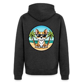 Miniatur Foxterrier Hunderasse Cartoon Sonnenbrille - Unisex Premium Bio Zip Hoodie - Anthrazit meliert - Hinten - Nico (187cm)