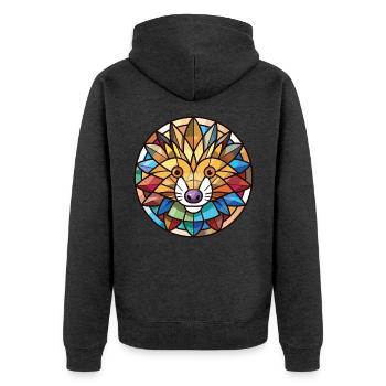 Igel Bunte Aquarell-Tierillustration - Unisex Premium Bio Zip Hoodie - Anthrazit meliert - Hinten - Nico (187cm)