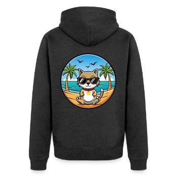 Zypern Katzenrasse Cartoon Sonnenbrille Strand - Unisex Premium Bio Zip Hoodie - Anthrazit meliert - Hinten - Nico (187cm)