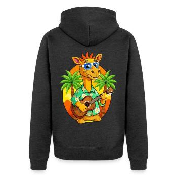 Lustige Kamel Cartoon Sommer Strand Sonnenbrille Gitarre - Unisex Premium Bio Zip Hoodie - Anthrazit meliert - Hinten - Nico (187cm)