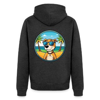 Auvergne Vorstehhund Rasse Cartoon Sonnenbrille Strand - Unisex Premium Bio Zip Hoodie - Anthrazit meliert - Hinten - Nico (187cm)