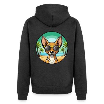 Cirneco Dell Etna Hunderasse Cartoon Sonnenbrille Strand - Unisex Premium Bio Zip Hoodie - Anthrazit meliert - Hinten - Nico (187cm)