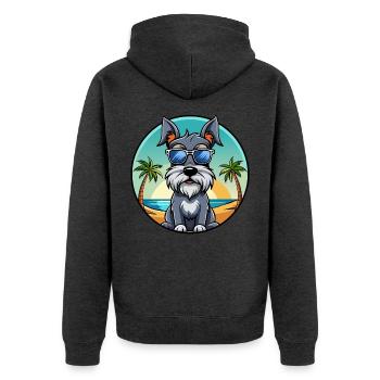 Standard Schnauzer Hunderasse Cartoon Sonnenbrille - Unisex Premium Bio Zip Hoodie - Anthrazit meliert - Hinten - Nico (187cm)
