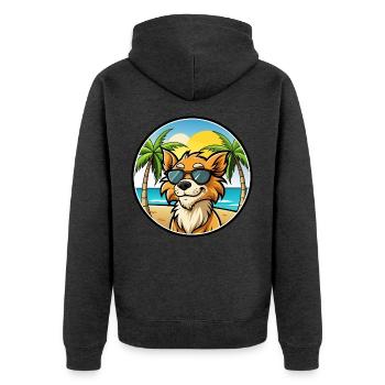 Grand Griffon Vendeen Hunderasse Cartoon Sonnenbrille - Unisex Premium Bio Zip Hoodie - Anthrazit meliert - Hinten - Nico (187cm)