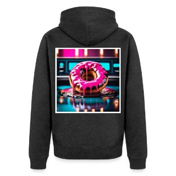 Donut 2 - Unisex Premium Bio Zip Hoodie - Anthrazit meliert - Hinten - Nico (187cm)