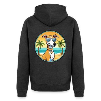 Englischer Whippet Hund Rasse Cartoon Sonnenbrille Strand - Unisex Premium Bio Zip Hoodie - Anthrazit meliert - Hinten - Nico (187cm)