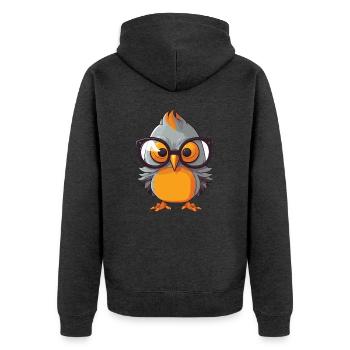 Kuckuck trägt Brille Karikatur Kawaii Illustration - Unisex Premium Bio Zip Hoodie - Anthrazit meliert - Hinten - Nico (187cm)