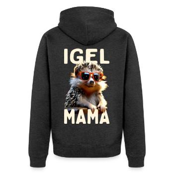 Igel Mama Mom Igelfrau Muttertag Igelmama Igel Mum - Unisex Premium Bio Zip Hoodie - Anthrazit meliert - Hinten - Nico (187cm)