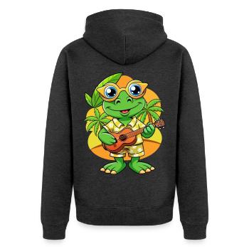Lustige Frosch Cartoon Sommer Strand Sonnenbrille Gitarre - Unisex Premium Bio Zip Hoodie - Anthrazit meliert - Hinten - Nico (187cm)