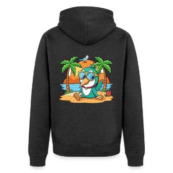 Hummingbird Funny Cartoon Summer Beach Sunglasses - Unisex Premium Organic Zip Hoodie - heather anthracite - Back - Nico (187cm)