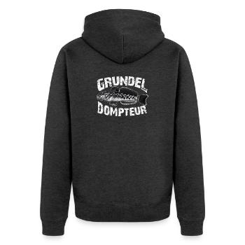 Ich fische Grundeln - Unisex Premium Bio Zip Hoodie - Anthrazit meliert - Hinten - Nico (187cm)