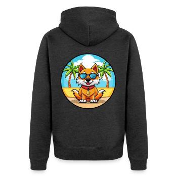 Chinesische kaiserliche Hunderasse Cartoon Sonnenbrille Strand - Unisex Premium Bio Zip Hoodie - Anthrazit meliert - Hinten - Nico (187cm)