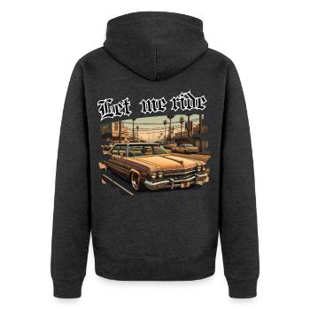 Lass mich reiten - Unisex Premium Bio Zip Hoodie - Anthrazit meliert - Hinten - Nico (187cm)