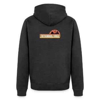 Skyline von Istanbul in einem Retro Design - Unisex Premium Bio Zip Hoodie - Anthrazit meliert - Hinten - Nico (187cm)