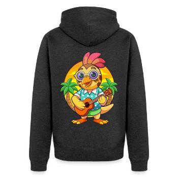 Lustige Wachtel Cartoon Sommer Strand Sonnenbrille Gitarre - Unisex Premium Bio Zip Hoodie - Anthrazit meliert - Hinten - Nico (187cm)