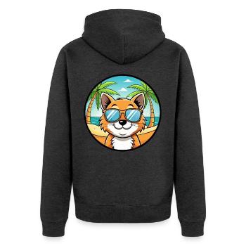 Bambino Katzenrasse Cartoon Sonnenbrille Strand - Unisex Premium Bio Zip Hoodie - Anthrazit meliert - Hinten - Nico (187cm)