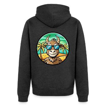 Ziege Lustige Cartoon Sommer Strand Sonnenbrille Aufkleber - Unisex Premium Bio Zip Hoodie - Anthrazit meliert - Hinten - Nico (187cm)