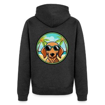 Dackel Hunderasse Cartoon Sonnenbrille Strand - Unisex Premium Bio Zip Hoodie - Anthrazit meliert - Hinten - Nico (187cm)