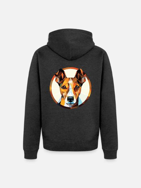 Glatte Foxterrier-Hunderasse buntes Aquarell - Unisex Premium Bio Zip Hoodie - Anthrazit meliert