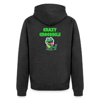 Crazy Crocodile - Unisex Premium Bio Zip Hoodie - Anthrazit meliert - Hinten - Nico (187cm)