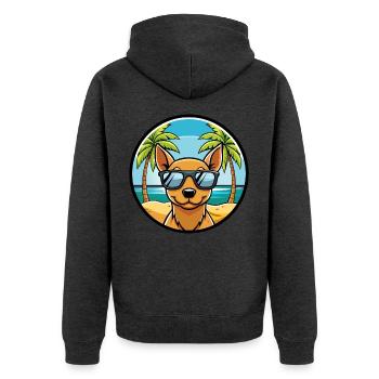 Peruanische haarlose Hunderasse Cartoon Sonnenbrille Strand - Unisex Premium Bio Zip Hoodie - Anthrazit meliert - Hinten - Nico (187cm)