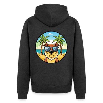 Berger De Beauce Hunderasse Cartoon Sonnenbrille Strand - Unisex Premium Bio Zip Hoodie - Anthrazit meliert - Hinten - Nico (187cm)