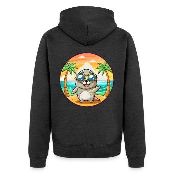 Lunettes de soleil de plage d’été de dessin animé drôle de phoque - Veste à capuche bio Premium Unisexe - anthracite chiné - Dos - Nico (187cm)