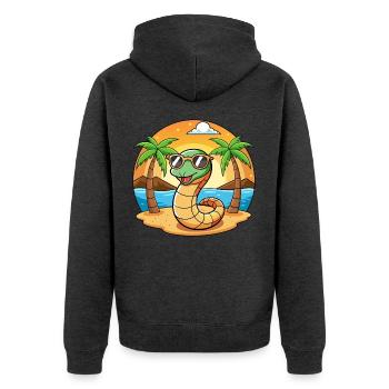 Schlange Lustige Cartoon Sommer Strand Sonnenbrille - Unisex Premium Bio Zip Hoodie - Anthrazit meliert - Hinten - Nico (187cm)
