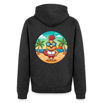 Rooster Funny Cartoon Summer Beach Sunglasses - Unisex Premium Organic Zip Hoodie - heather anthracite - Back - Nico (187cm)