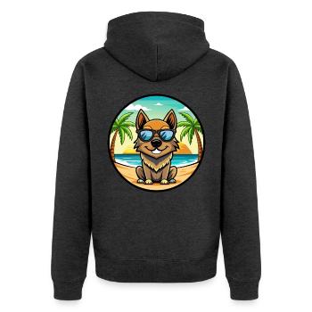 Black Tan Hund Rasse Cartoon Sonnenbrille Strand - Unisex Premium Bio Zip Hoodie - Anthrazit meliert - Hinten - Nico (187cm)