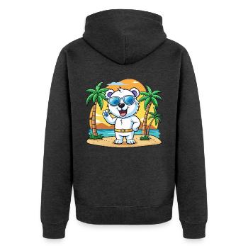 Polar Bear Funny Cartoon Summer Beach Sunglasses - Unisex Premium Organic Zip Hoodie - heather anthracite - Back - Nico (187cm)