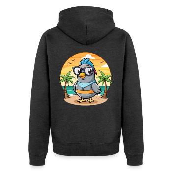 Pigeon Funny Cartoon Summer Beach Sunglasses - Unisex Premium Organic Zip Hoodie - heather anthracite - Back - Nico (187cm)