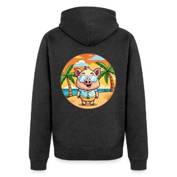 Cochon Drôle Dessin Animé Plage De Plage Lunettes - Veste à capuche bio Premium Unisexe - anthracite chiné - Dos - Nico (187cm)