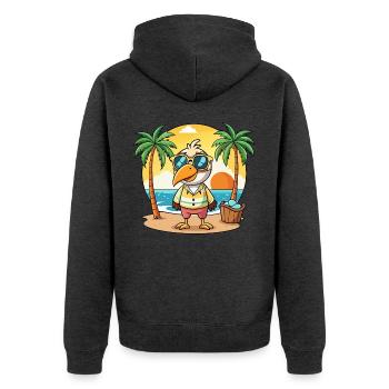 Pelican Funny Cartoon Summer Beach Sunglasses - Unisex Premium Organic Zip Hoodie - heather anthracite - Back - Nico (187cm)