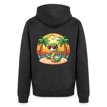 Schlange Lustige Cartoon Sommer Strand Sonnenbrille - Unisex Premium Bio Zip Hoodie - Anthrazit meliert - Hinten - Nico (187cm)