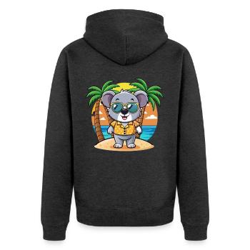 Koala Lustige Cartoon Sommer Strand Sonnenbrille - Unisex Premium Bio Zip Hoodie - Anthrazit meliert - Hinten - Nico (187cm)