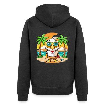 Hawk Lustige Cartoon Sommer Strand Sonnenbrille - Unisex Premium Bio Zip Hoodie - Anthrazit meliert - Hinten - Nico (187cm)