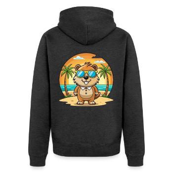 Groundhog Funny Cartoon Summer Beach Sunglasses - Unisex Premium Organic Zip Hoodie - heather anthracite - Back - Nico (187cm)